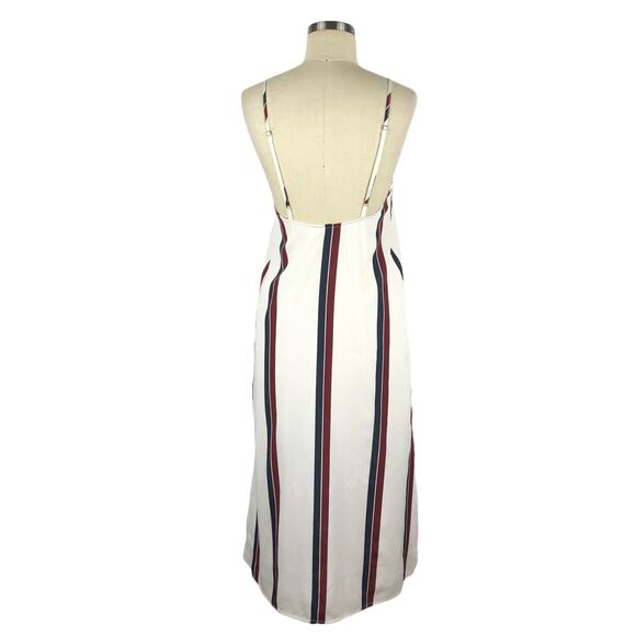 AMUSE SOCIETY Austin Striped Midi Dress Size Small V-Neck White Boho - Picture 3 of 8
